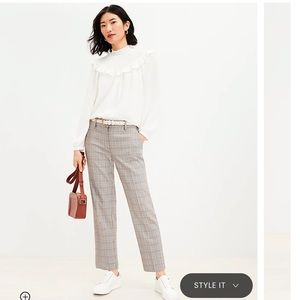 NWOT Loft High Waisted Plaid Ankle Pant Size Large
